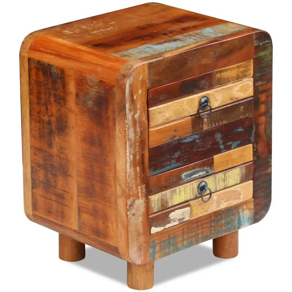Bedside Table Night Cabinet 43x33x51 cm 2 Drawers Brown Reclaimed Wood