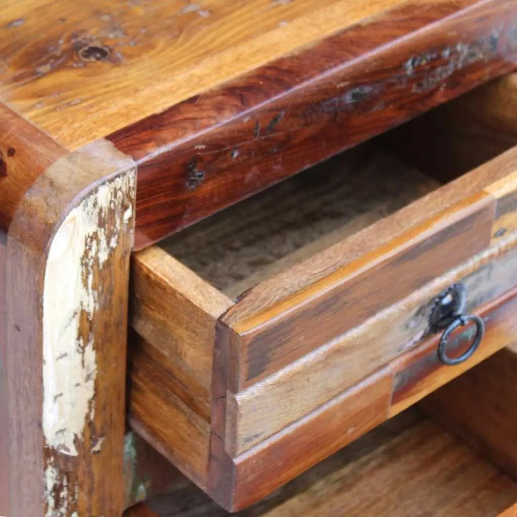 Bedside Table Night Cabinet 43x33x51 cm 2 Drawers Brown Reclaimed Wood