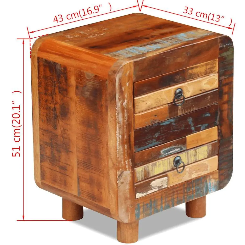 Bedside Table Night Cabinet 43x33x51 cm 2 Drawers Brown Reclaimed Wood