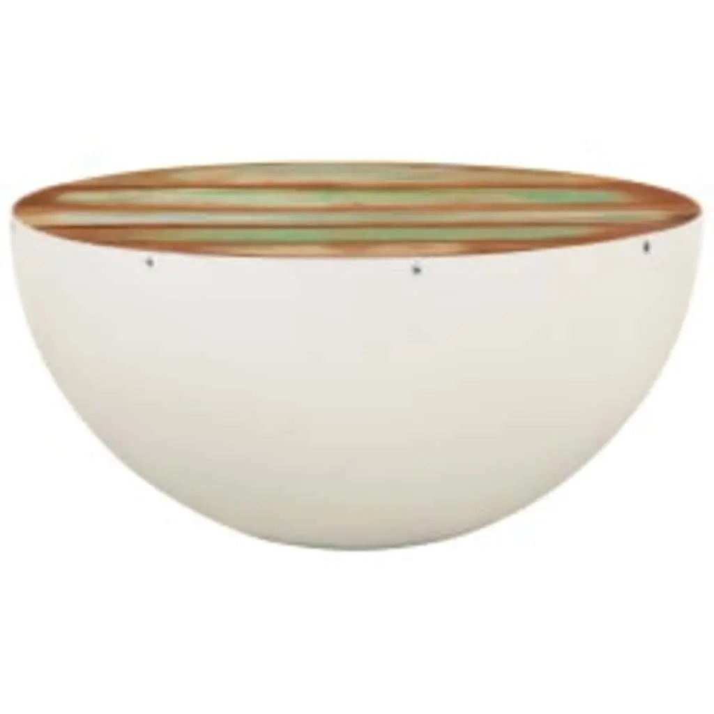 Bowl Shaped Coffee Table Solid Reclaimed Wood White Antique Living Room Furniture
