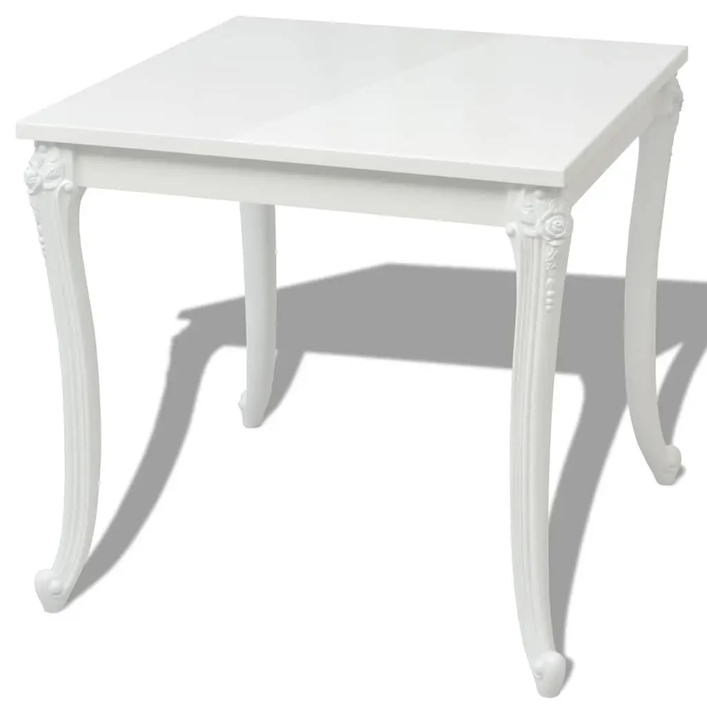 Dining Table 80x80x76 cm High Gloss White Kitchen Furniture Modern Design