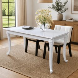 Dining Table 116x66x76 cm High Gloss White Kitchen Room Furniture Sleek Design