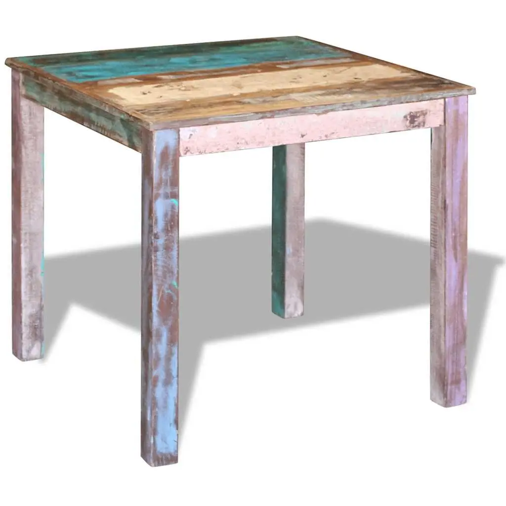 Dining Table Antique Style Solid Reclaimed Wood Compact Multicolour