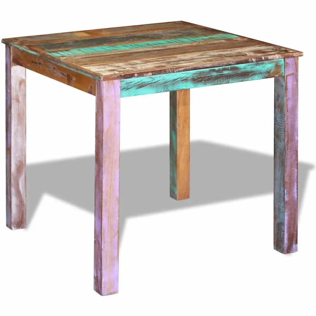 Dining Table Antique Style Solid Reclaimed Wood Compact Multicolour