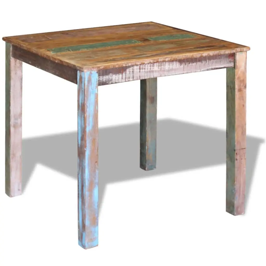 Dining Table Antique Style Solid Reclaimed Wood Compact Multicolour
