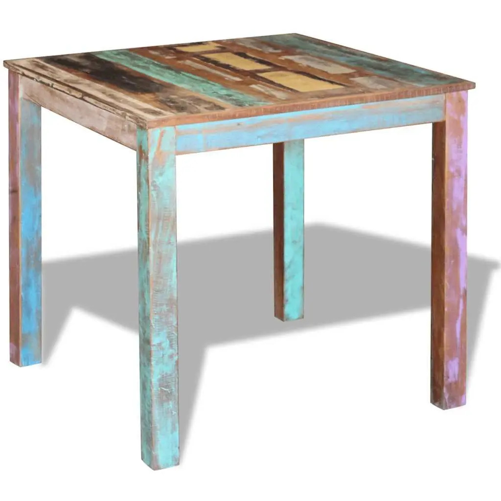 Dining Table Antique Style Solid Reclaimed Wood Compact Multicolour