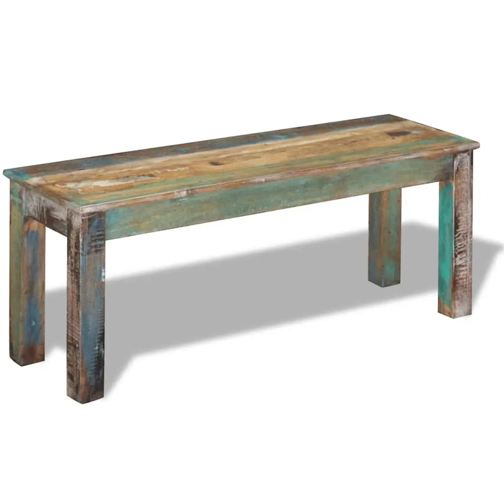 Reclaimed Wood Bench Storage Entryway Vintage Antique Style Handmade Multicolour 110x35x45cm
