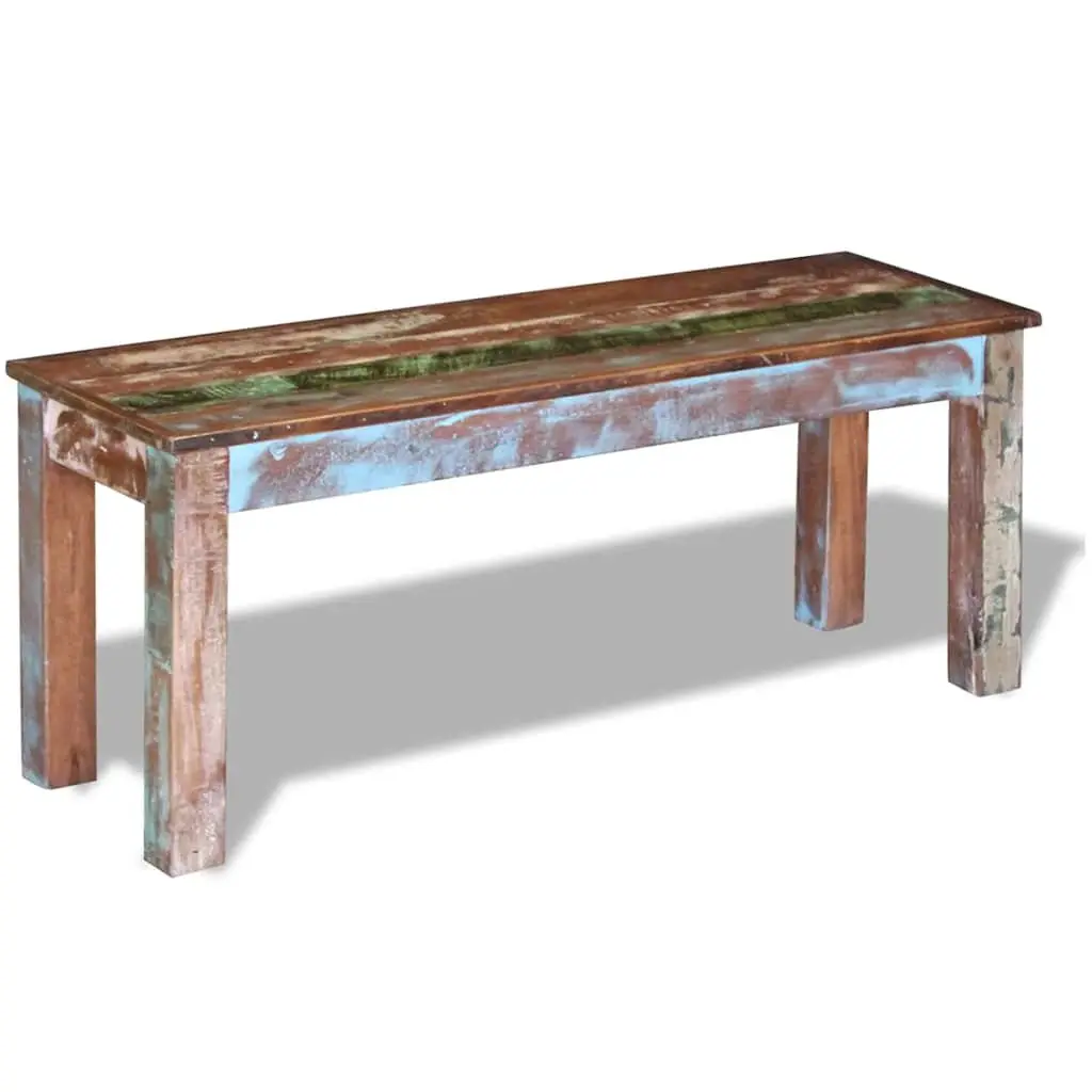 Reclaimed Wood Bench Storage Entryway Vintage Antique Style Handmade Multicolour 110x35x45cm