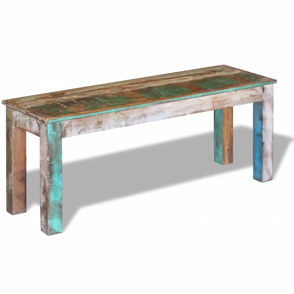 Reclaimed Wood Bench Storage Entryway Vintage Antique Style Handmade Multicolour 110x35x45cm