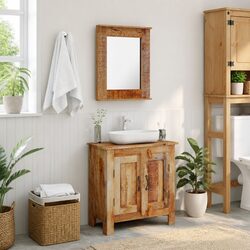 Bathroom Vanity Cabinet with Mirror Solid Mango Wood Vintage Antique Style