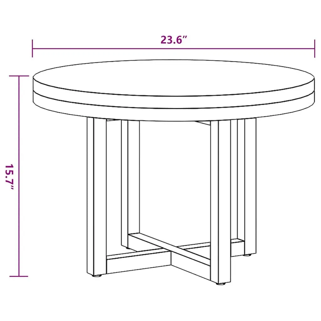 Coffee Table Round Tabletop Teak Mango Wood Resin Decoration Rustic Accent