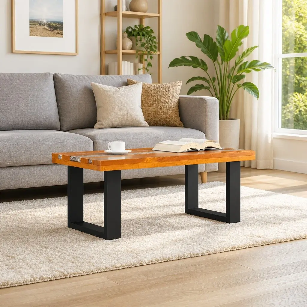 Teak and Mango Wood Coffee Table 100x50cm