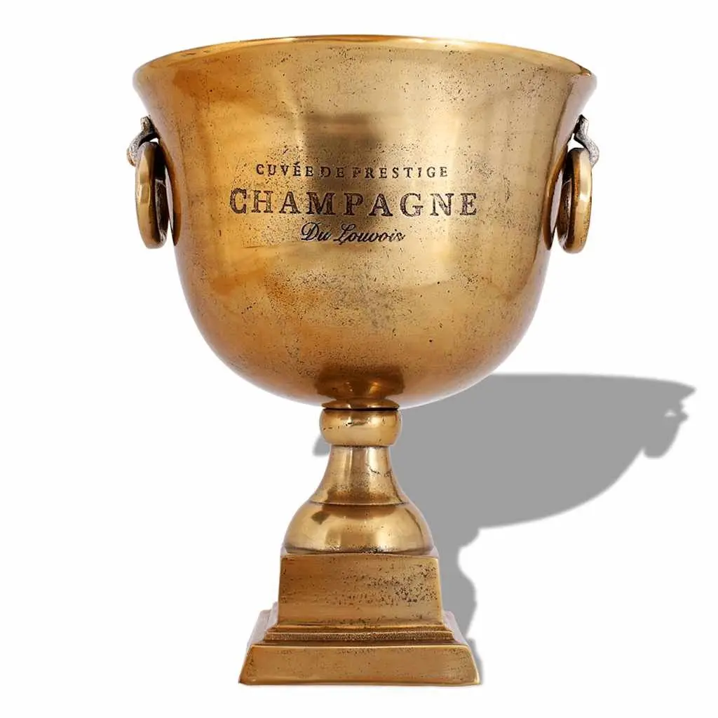 Trophy Cup Champagne Cooler Ice Bucket with Handles for Parties Brown