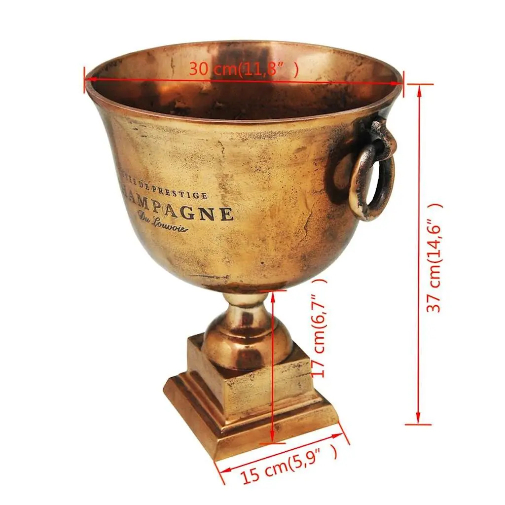 Trophy Cup Champagne Cooler Ice Bucket with Handles for Parties Brown