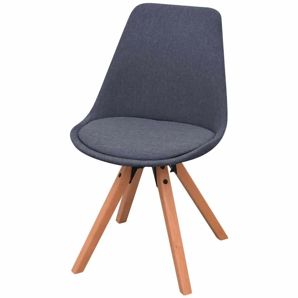 Dining Chairs Retro Kitchen Seating 2 Piece Grey Fabric Padded Seat Wooden Legs