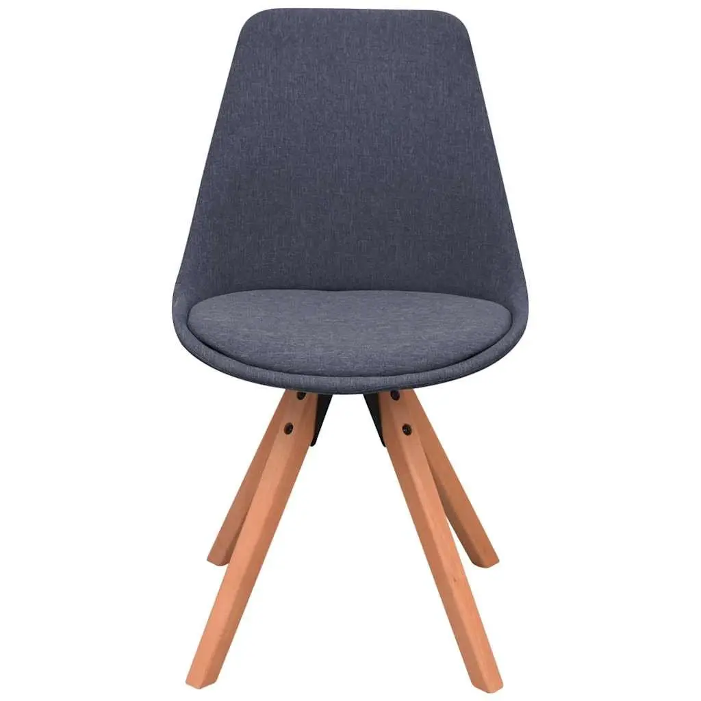 Dining Chairs Retro Kitchen Seating 2 Piece Grey Fabric Padded Seat Wooden Legs