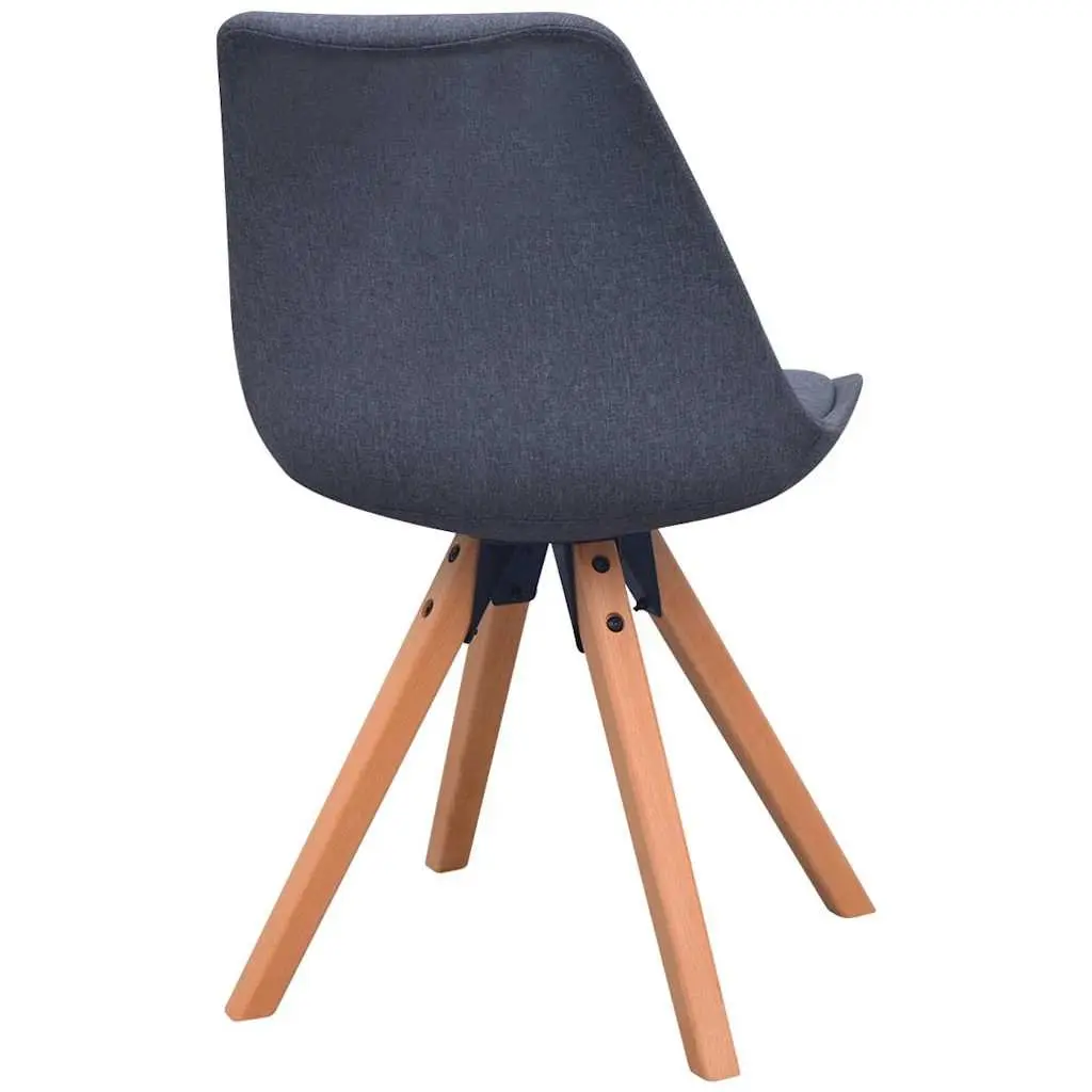 Dining Chairs Retro Kitchen Seating 2 Piece Grey Fabric Padded Seat Wooden Legs