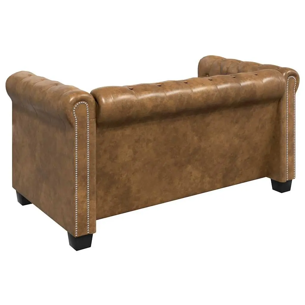 Chesterfield Sofa Tufted Studded 2-Seater Brown Artificial Leather