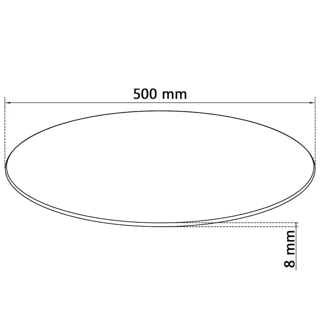 Round Tempered Glass Table Top 500mm Diameter Transparent Protective Tabletop