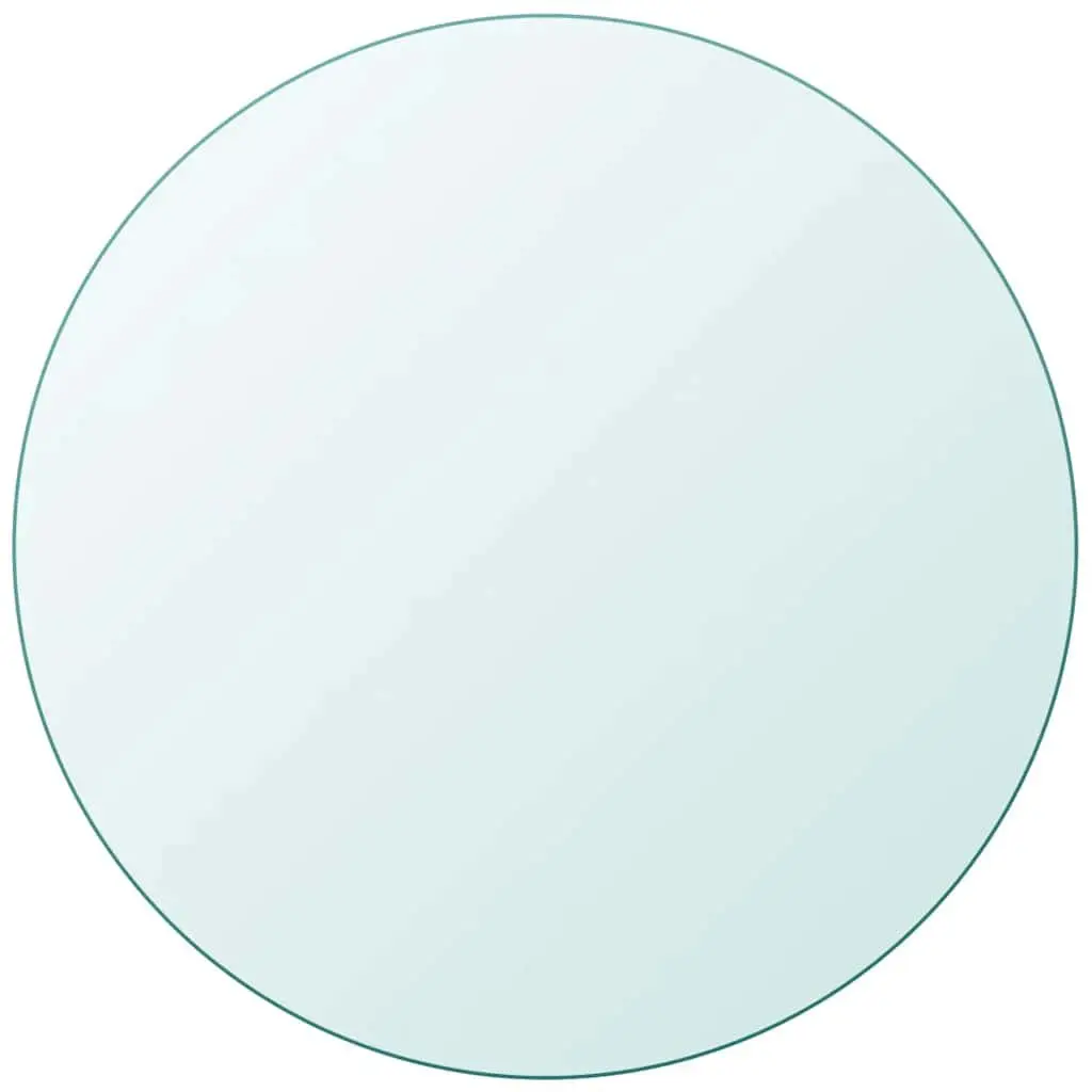Round Tempered Glass Table Top Surface Protection 80cm Diameter Clear Transparent