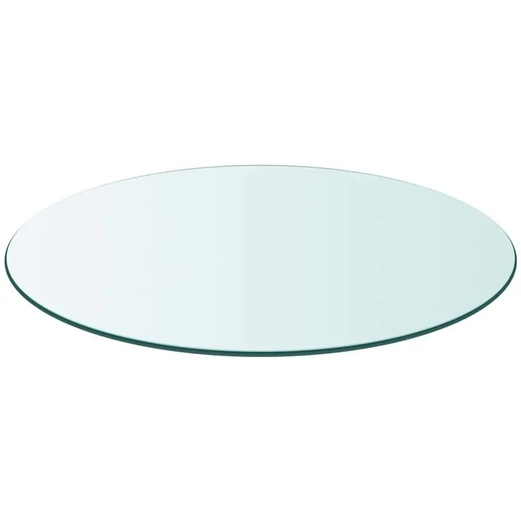 Round Tempered Glass Table Top Surface Protection 80cm Diameter Clear Transparent