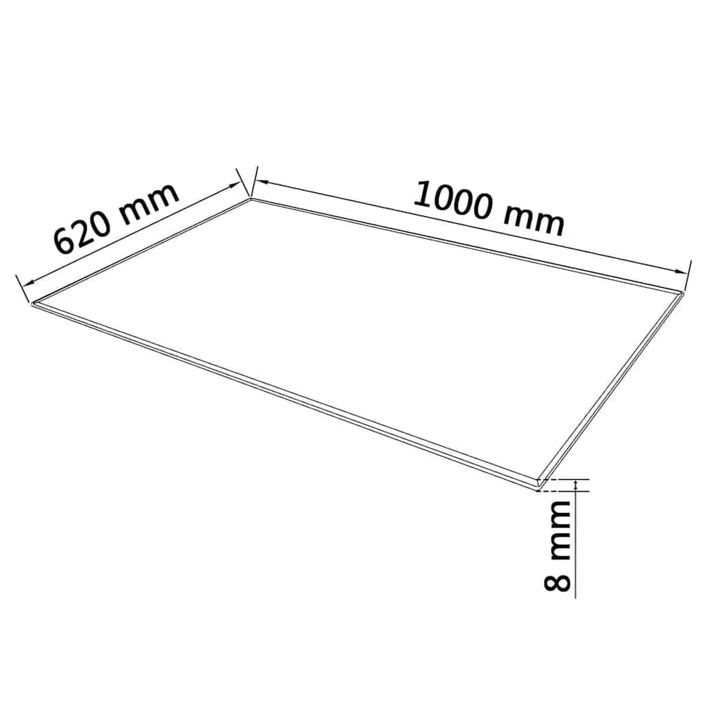 Tempered Glass Table Top Rectangular 1000x620mm Clear Dining Coffee Garden Table