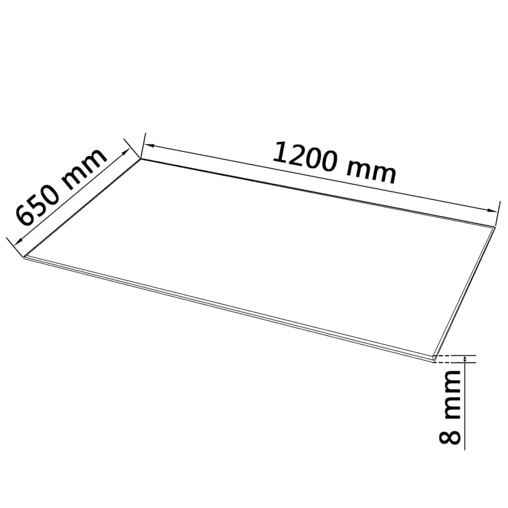 Tempered Glass Table Top Rectangular 1200x650mm Clear Dining Coffee Garden