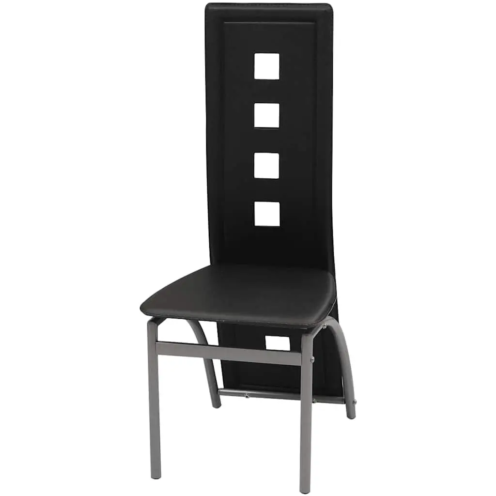 Dining Chairs Set 4 pcs Black Faux Leather Kitchen Seating Contemporary Design