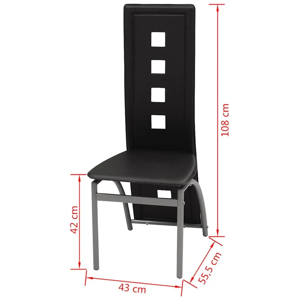 Dining Chairs Set 4 pcs Black Faux Leather Kitchen Seating Contemporary Design