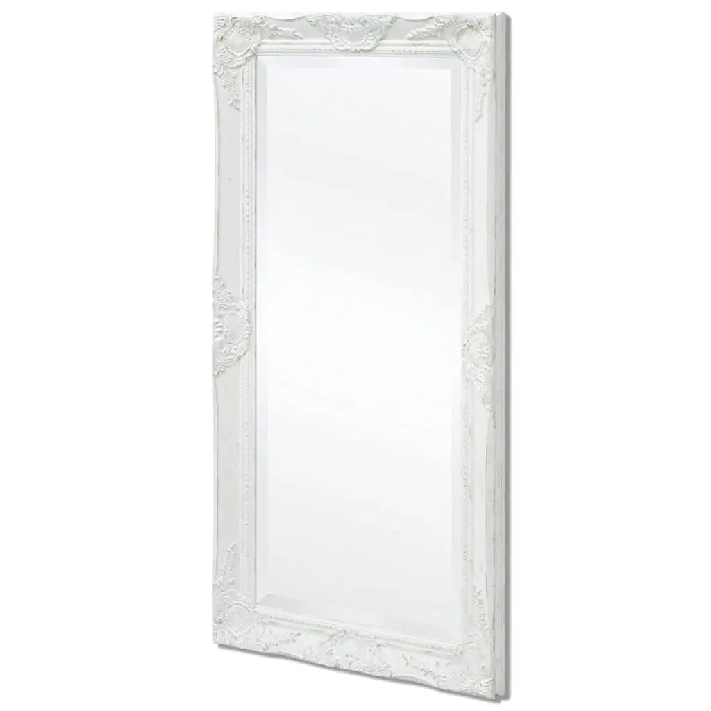 Wall Mirror Baroque Style Decorative Bevelled Edge 100 x 50 cm White Ornate Frame