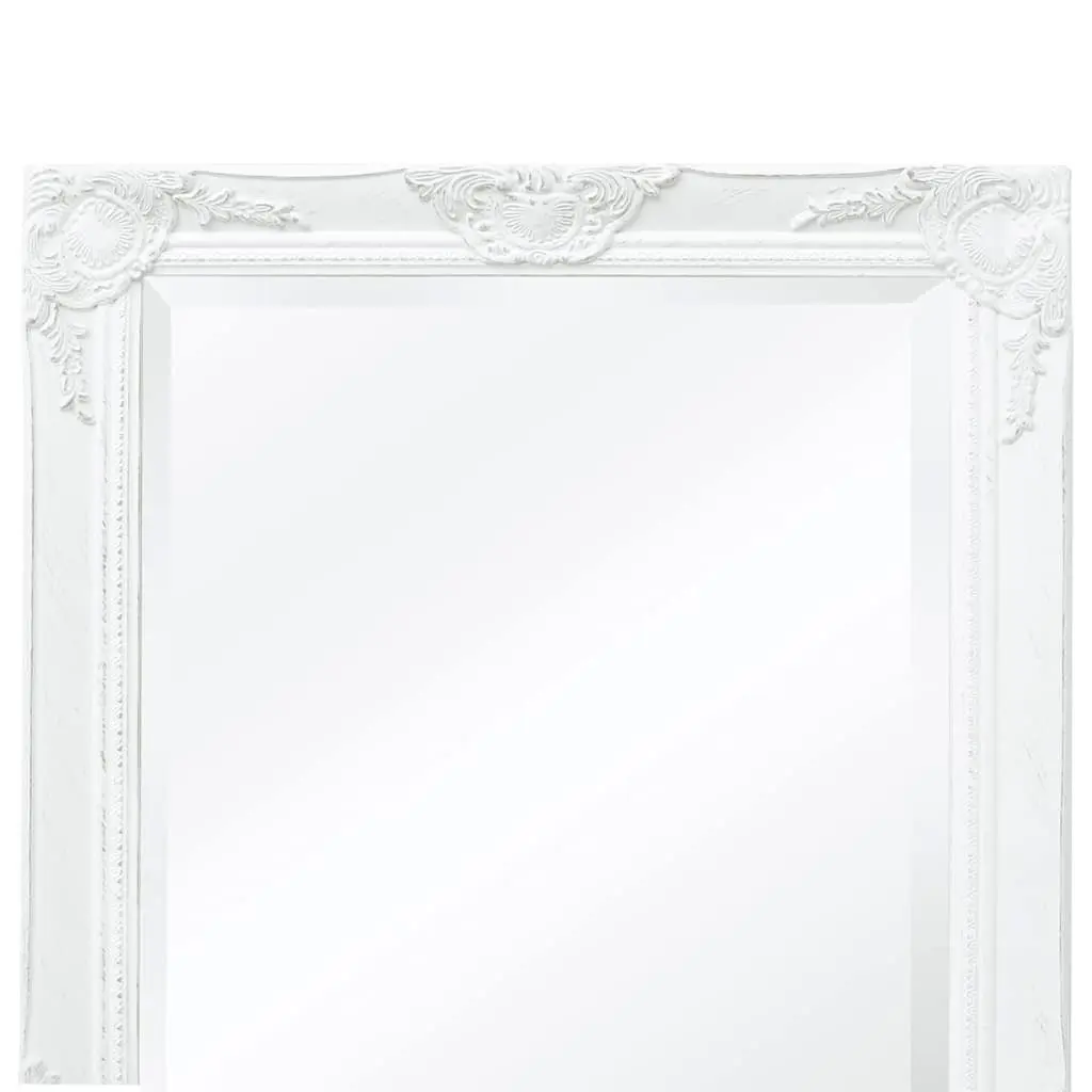 Wall Mirror Baroque Style Decorative Bevelled Edge 100 x 50 cm White Ornate Frame