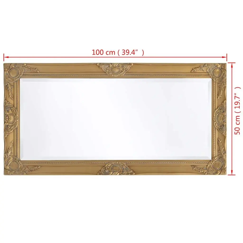Wall Mirror Ornate Decorative Baroque Style Bevelled Edge 100x50cm Gold Frame