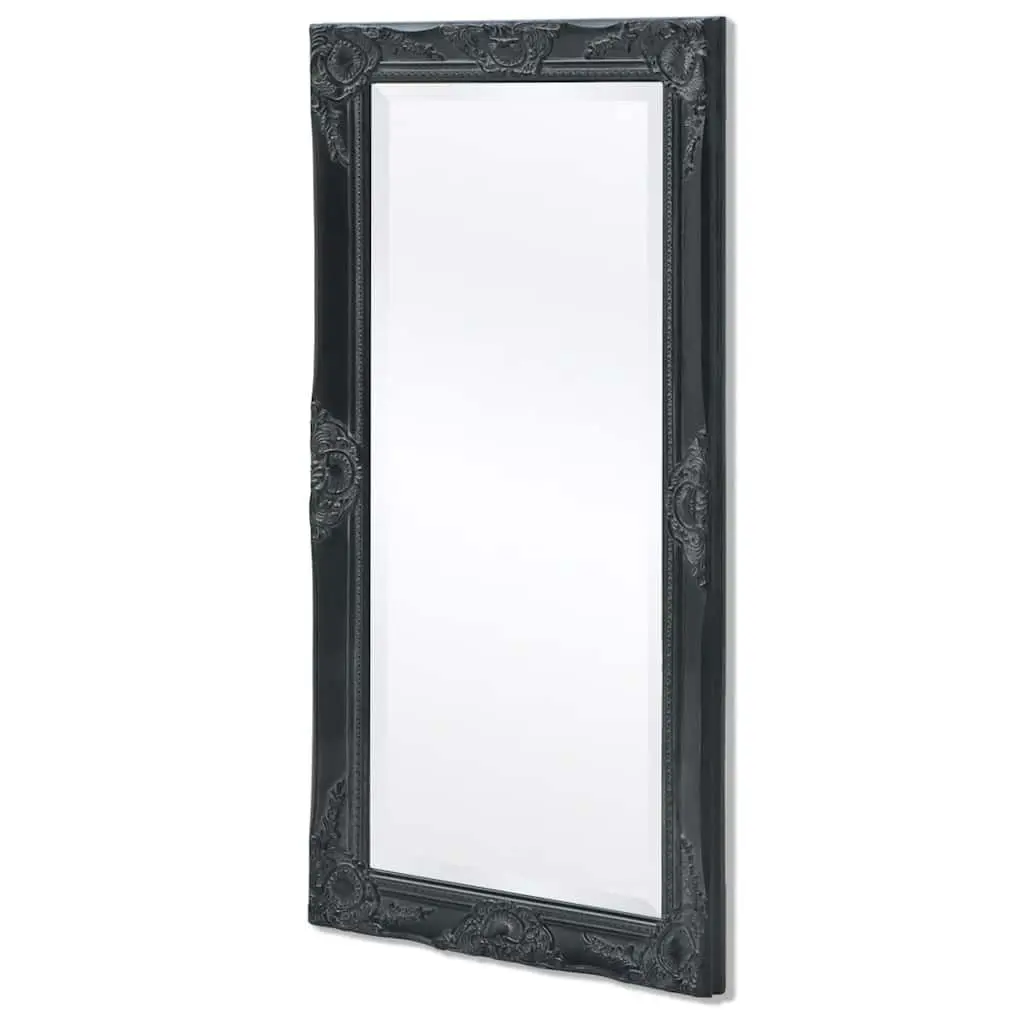 Wall Mirror Decorative Baroque Style 100x50cm Black Ornate Frame