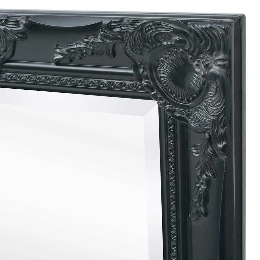 Wall Mirror Decorative Baroque Style 100x50cm Black Ornate Frame