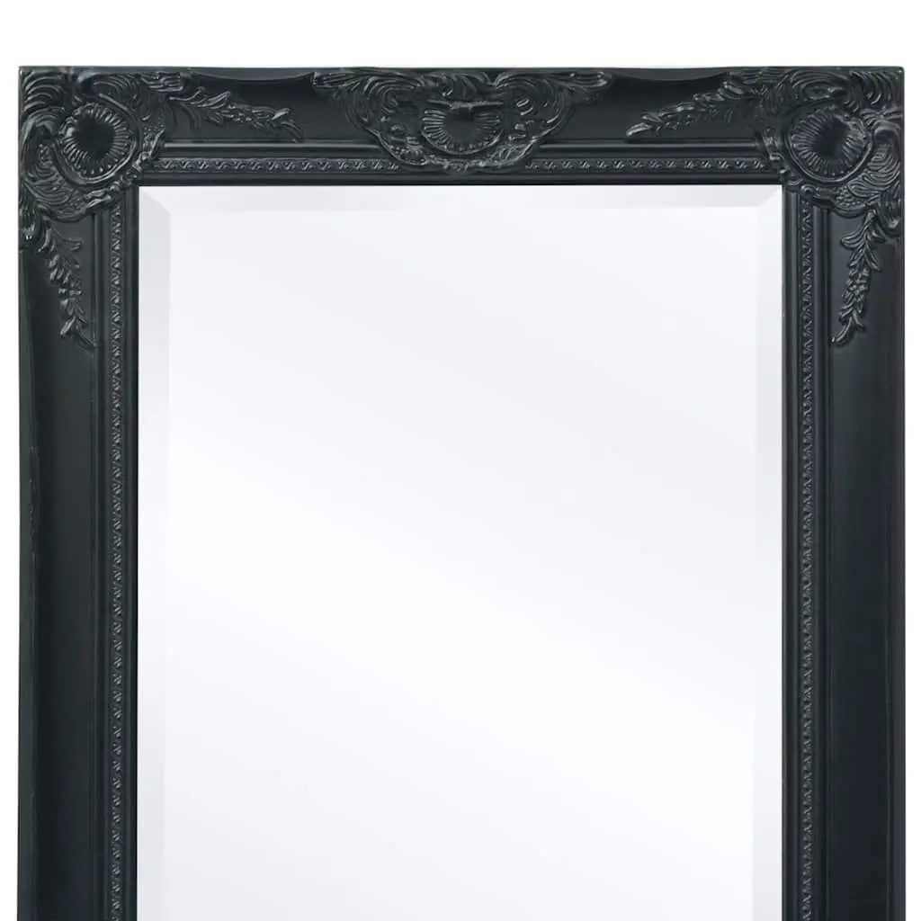 Wall Mirror Decorative Baroque Style 100x50cm Black Ornate Frame