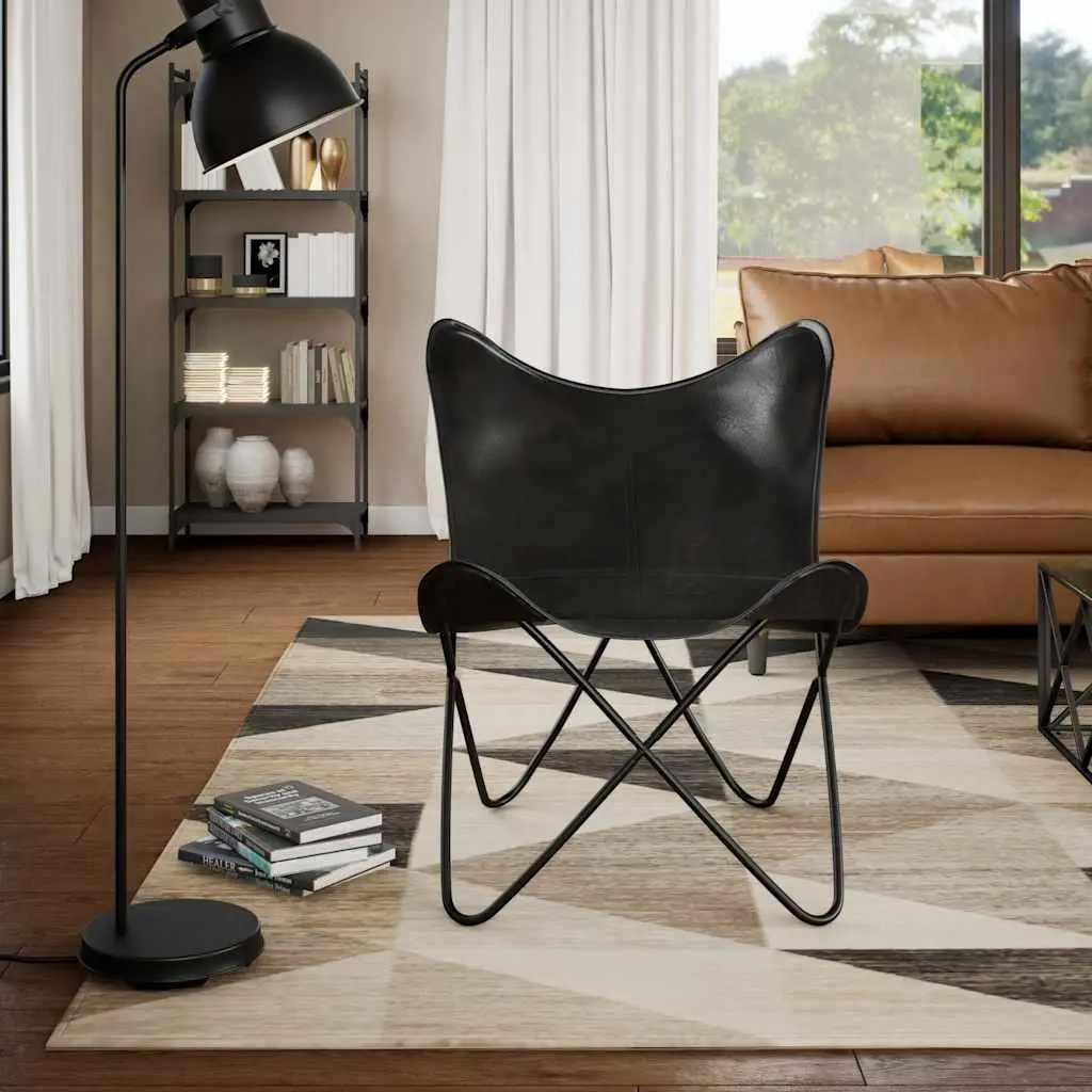 Butterfly Chair Vintage Relaxation Black Leather