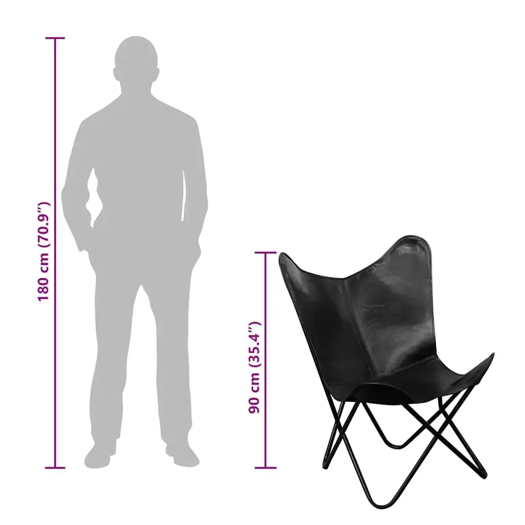Butterfly Chair Vintage Relaxation Black Leather