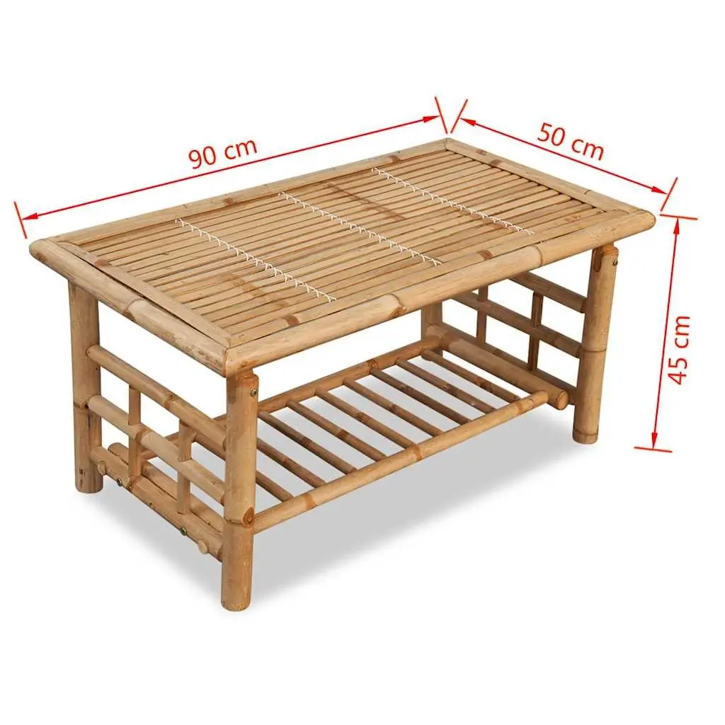 Bamboo Coffee Table Living Room Accent Furniture 90x50x45cm Brown