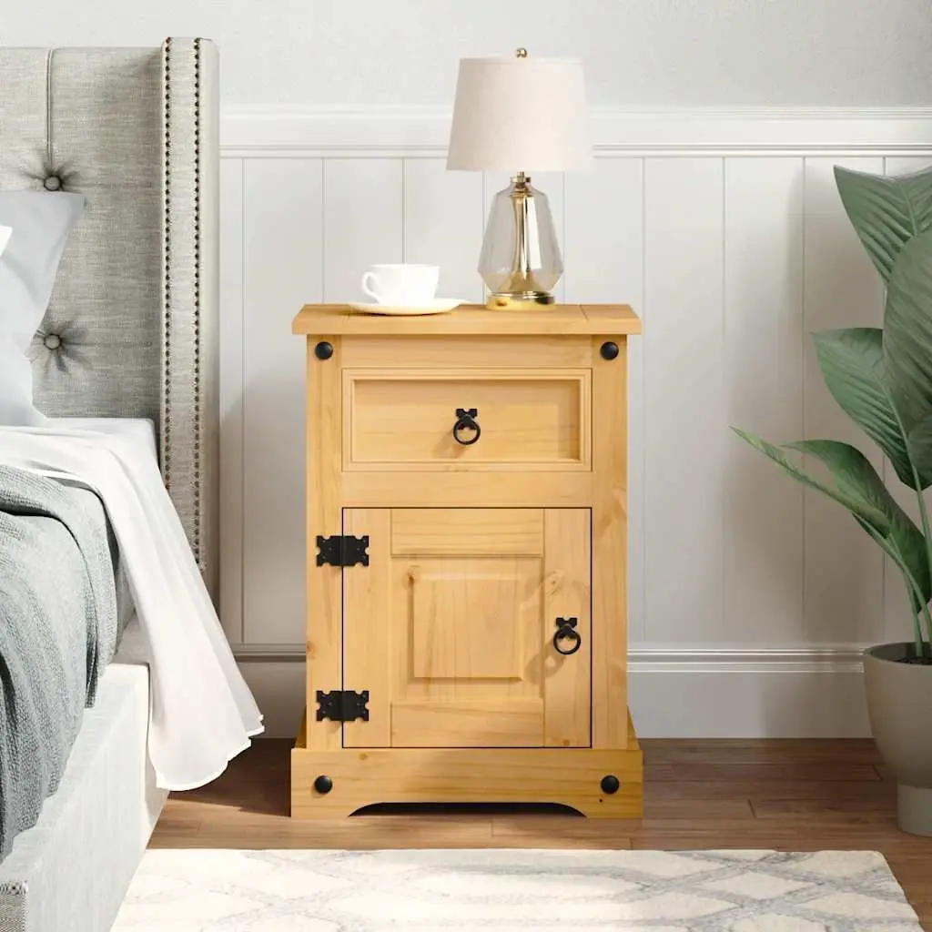 Wooden Nightstand in Rustic Style