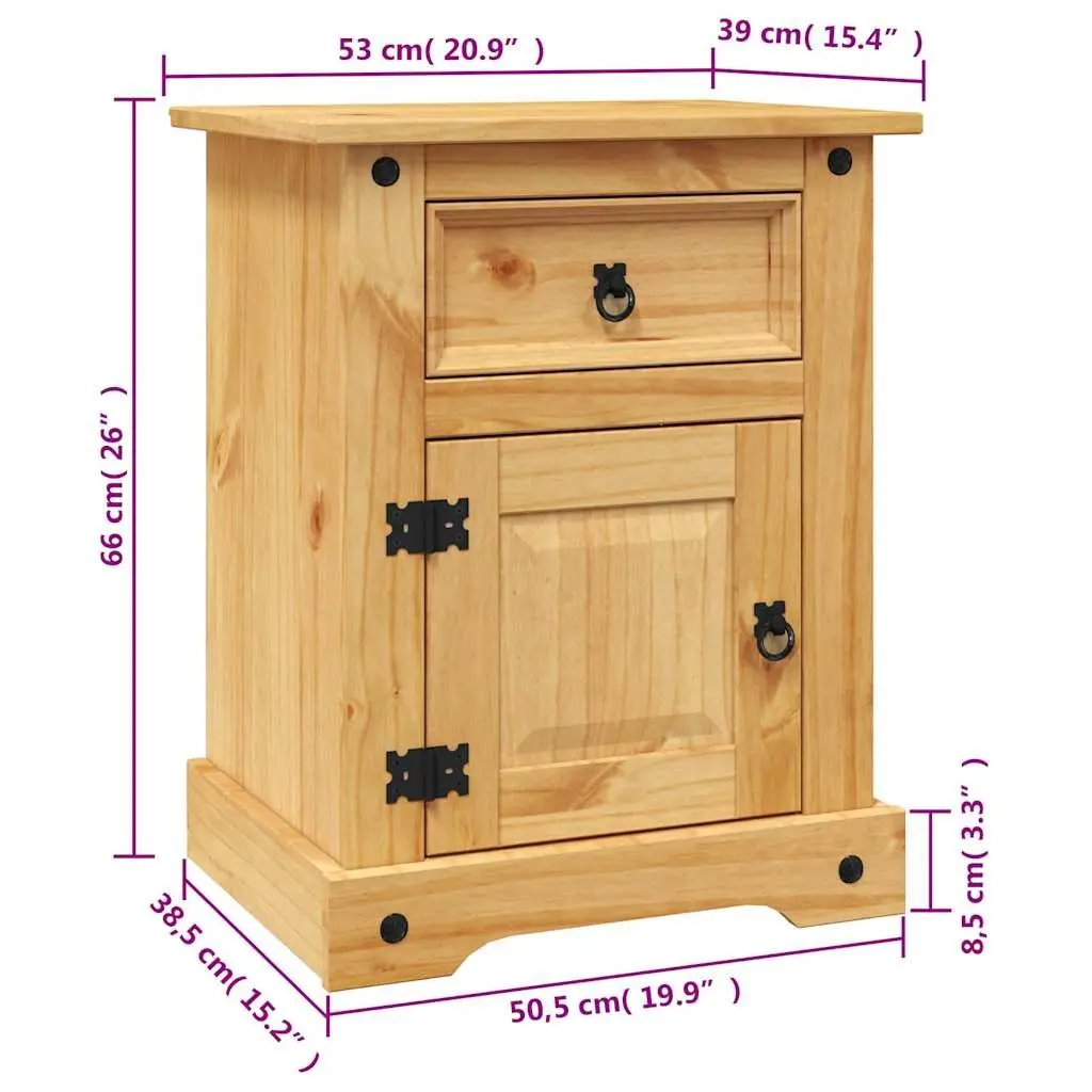 Wooden Nightstand in Rustic Style