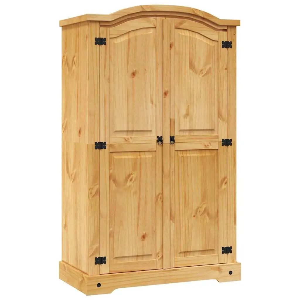 Mexican Corona Style Wooden Wardrobe 2 Doors Brown Pine Bedroom Cupboard Storage
