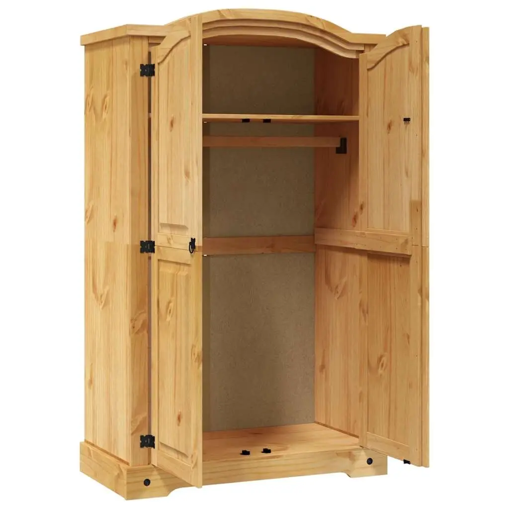 Mexican Corona Style Wooden Wardrobe 2 Doors Brown Pine Bedroom Cupboard Storage