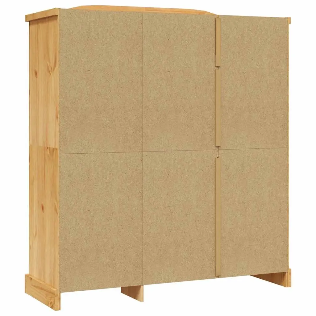 Wooden Wardrobe Cabinet Storage Armoire 3 Door Brown Pine