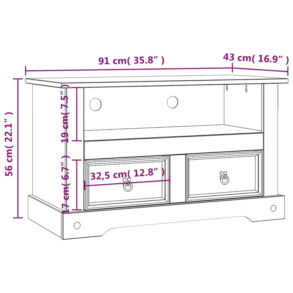 TV Cabinet Mexican Pine Corona Range Rustic TV Stand Entertainment Unit