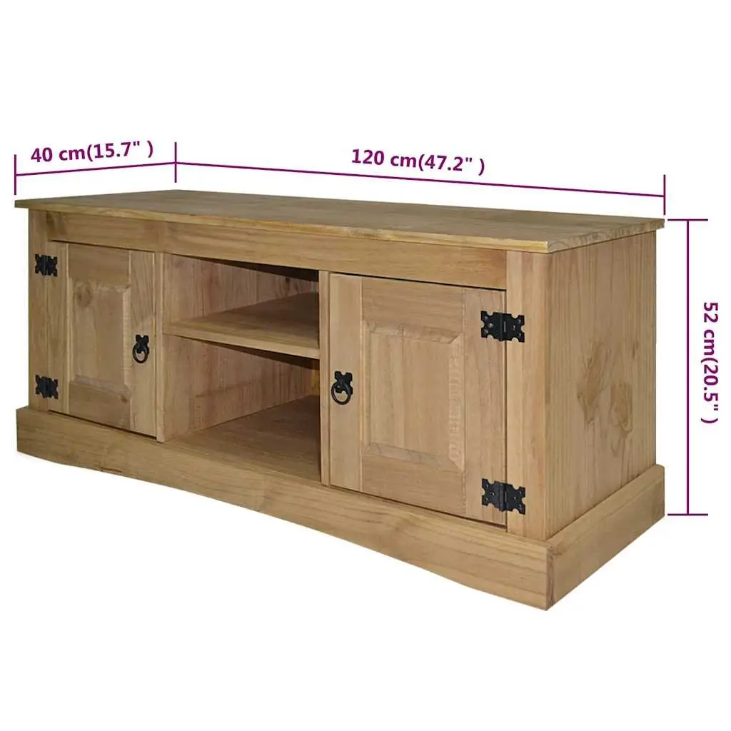 TV Cabinet Brown Wooden Living Room Stand Storage Shelves Open Compartments