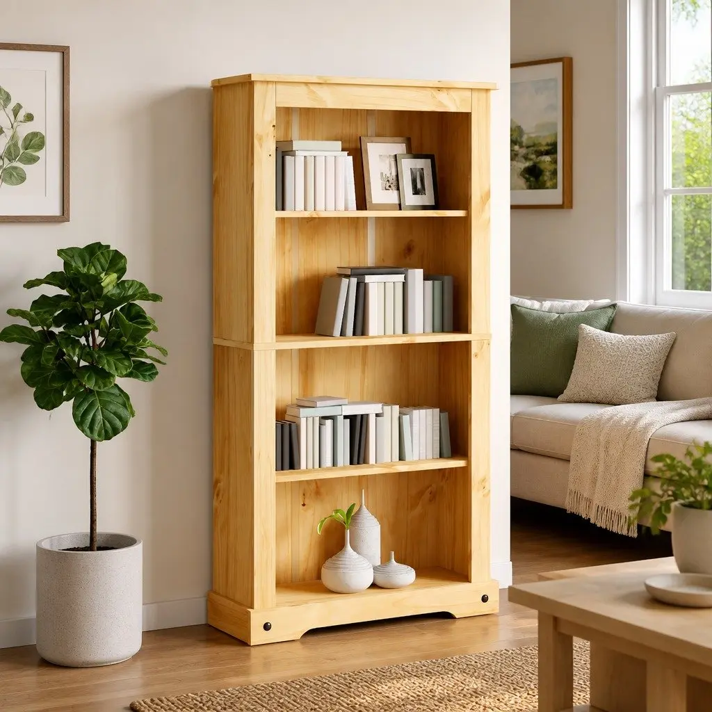 4-Tier Bookcase Wooden Storage Unit Display Shelf Brown 80 x 29 x 150 cm