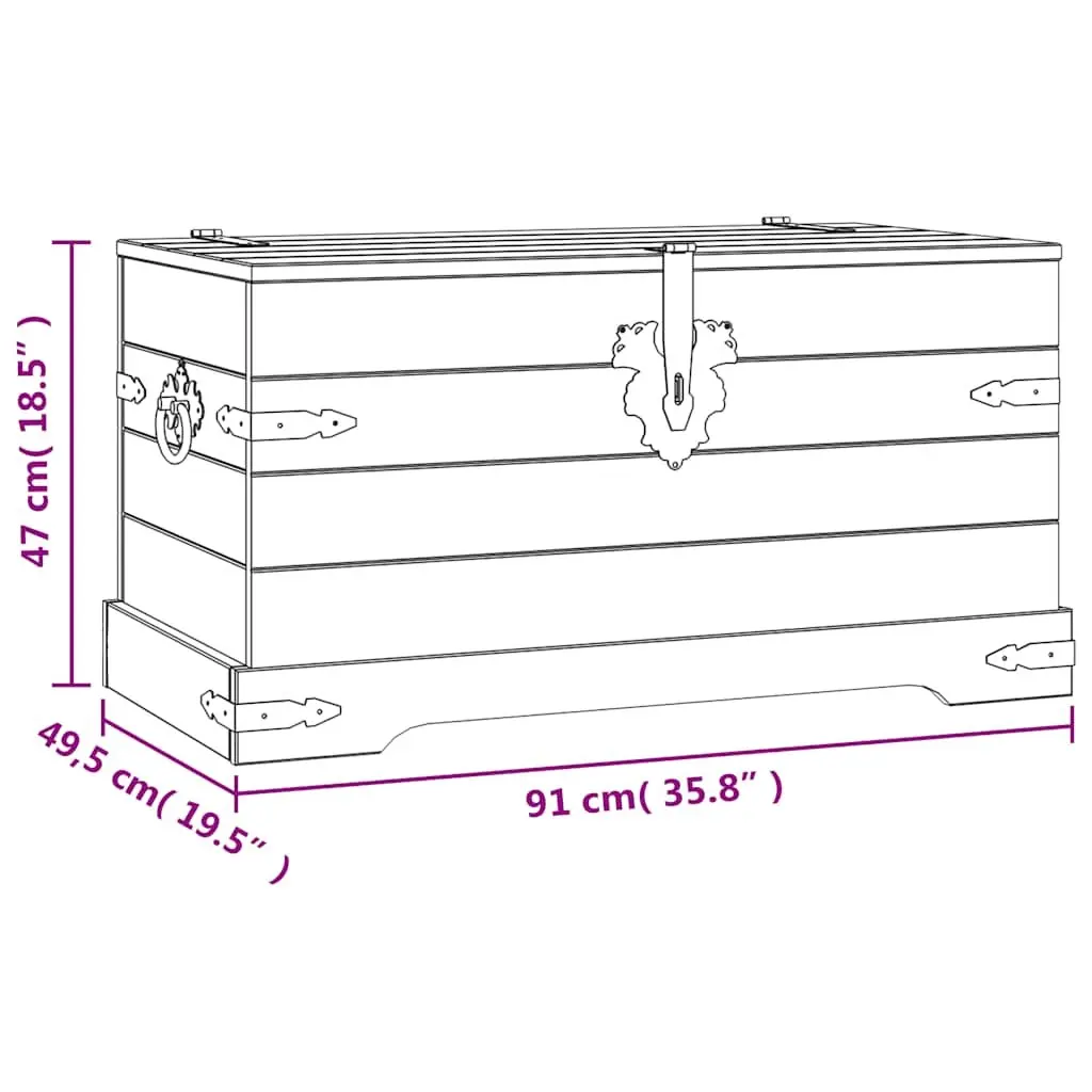 Storage Chest Wooden Pinewood Brown Rustic 91x49.5x47cm
