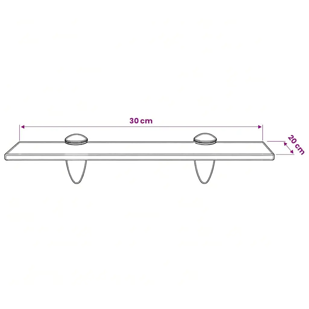 Floating Wall Shelf 30x20 cm in Glass