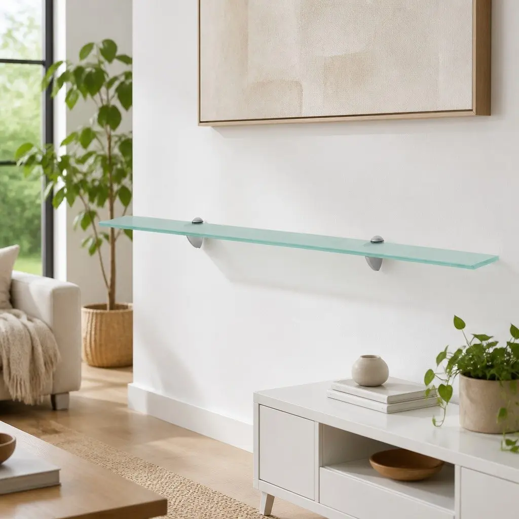 Floating Wall Shelf 100x20 cm Transparent Modern Display Bathroom Bedroom