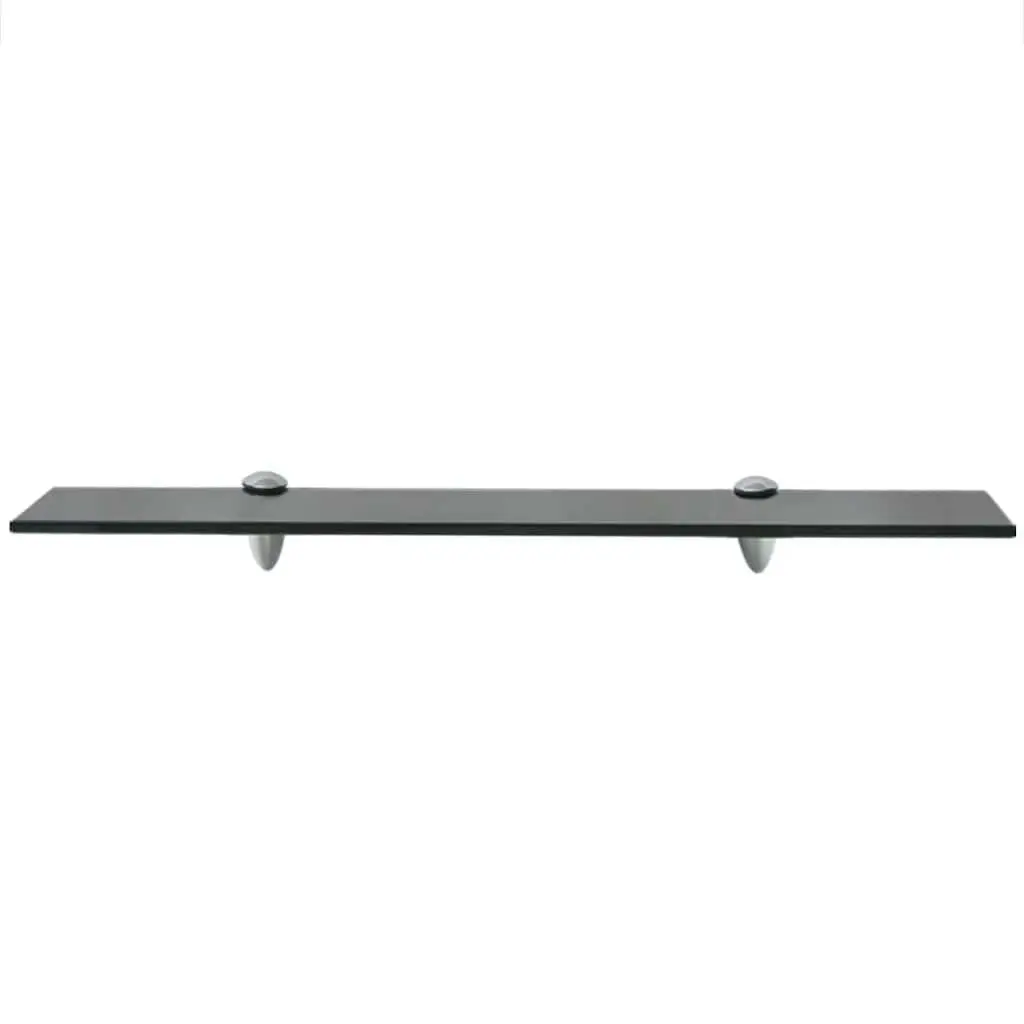 Floating Glass Wall Shelf 60x20 cm Black Modern Display Ledge for Bathroom Bedroom